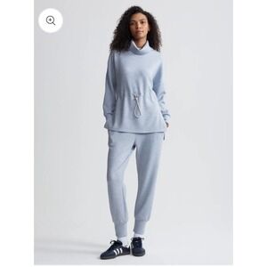 Varley Freya Sweat & Rolled Cuff Pant Set Blue Marl Double Soft Loungewear Med